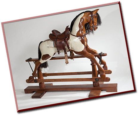 Wooden rocking horse by Al Carr in Fredericksburg, TX.